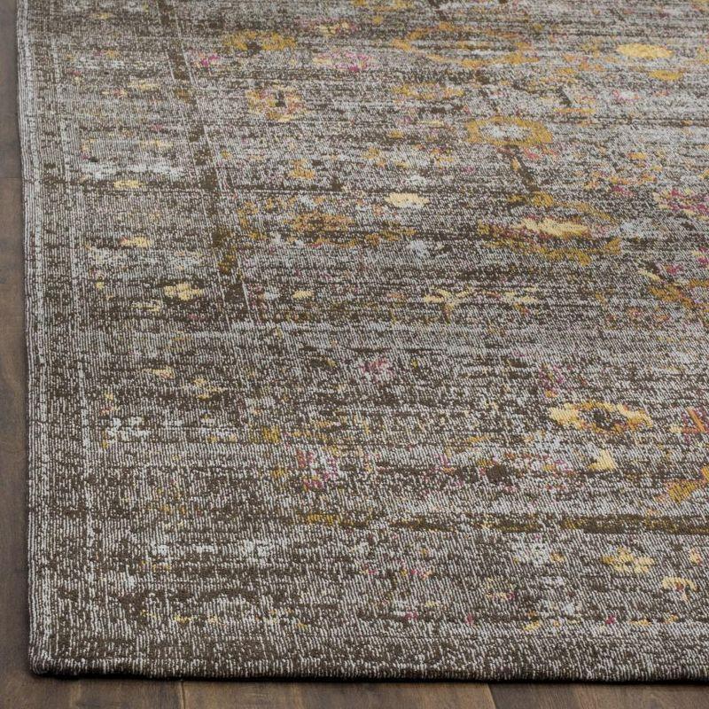 Gray and Gold Flat Woven Rectangular Cotton Area Rug