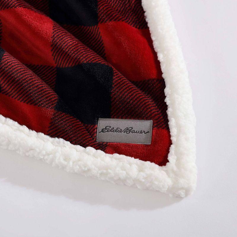 Eddie Bauer Cabin Plaid Flannel/Sherpa Throw Blanket