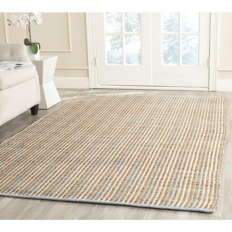 Natural Hand-Knotted Cotton Stripe 4' x 6' Area Rug