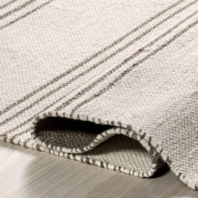 Lauren Liess x Rugs USA - Birchwood Reversible Striped Wool Indoor Area Rug, Runner 2' 6" x 8', Dark Beige