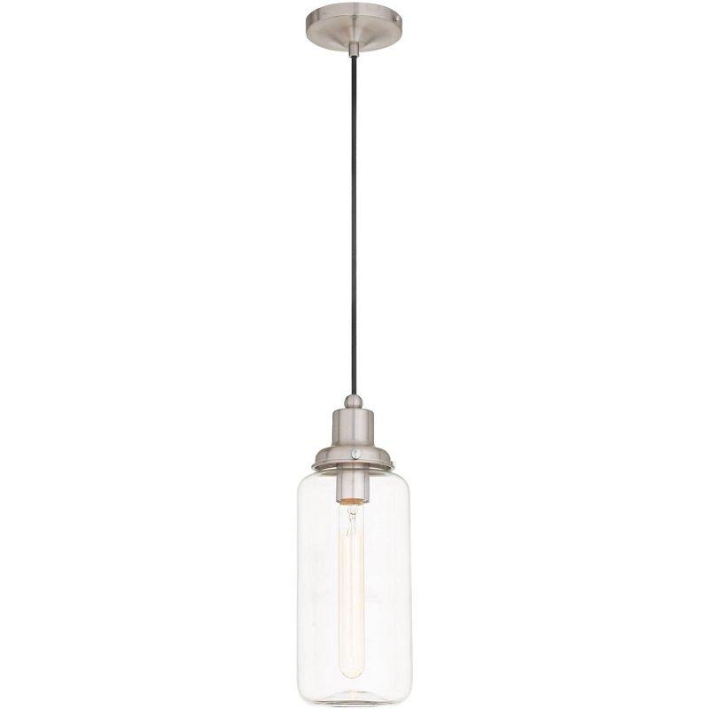 Elegant Brushed Nickel Mini Pendant with Hand-Blown Clear Glass