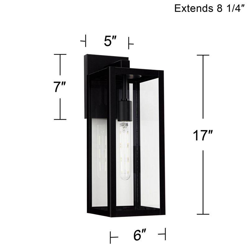 Mystic Black Metal Outdoor Wall Light with Clear Glass Panels