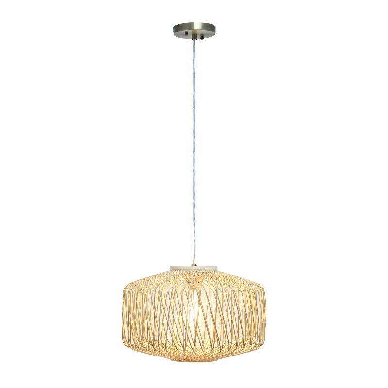 Natural Beige Rattan Round Pendant Ceiling Light