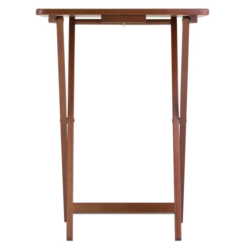 5pc Alex Snack Table Set Walnut Brown - Winsome: Solid Wood, Foldable, Storage Stand Included