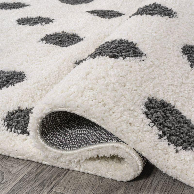 2'x10' Pere Modern Charcoal Dot Shag Runner Rug, White - JONATHAN Y