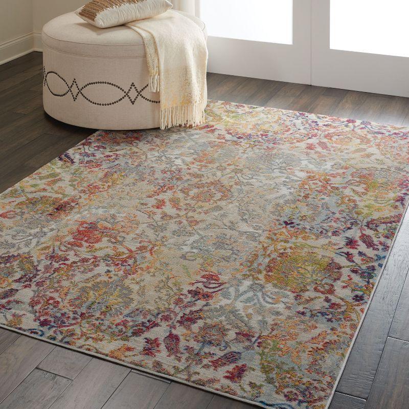 Nourison Global Vintage 5'3" x 7'6" (5' x 8') Ivory/Orange Area Rug Colorful Vintage Damask by Nourison