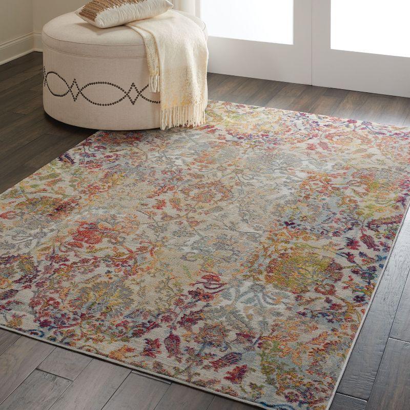 Global Vintage GLB06 Ivory/Blue Area Rug Colorful Vintage Damask By Nourison