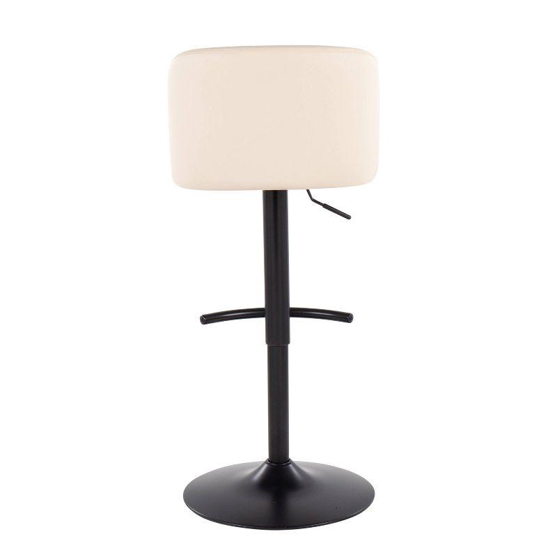 Set of 2 Toriano PU Leather/Steel Barstools Black/Cream - LumiSource: Adjustable, Swivel, Footrest