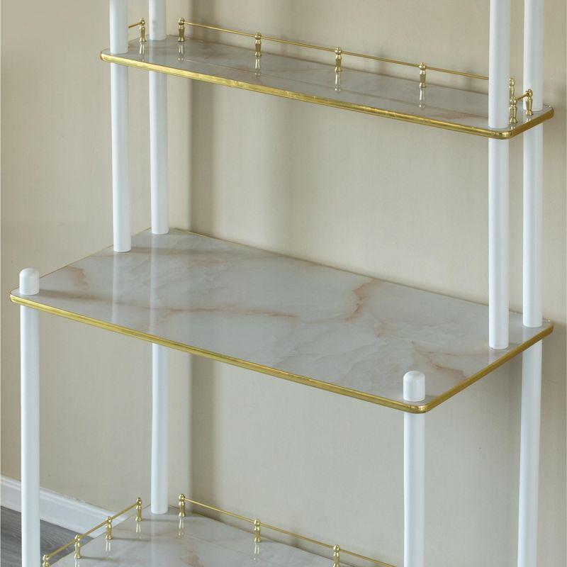 White and Gold Glass Bar Console with Open Shelves