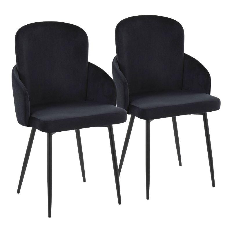 Dahlia Black Velvet Upholstered Dining Chair with Metal Legs