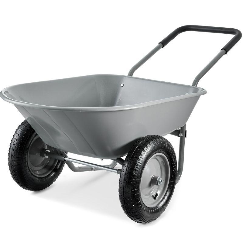 Best Choice Products Best Choice Products Dual-Wheel Home Wheelbarrow Yard Garden Cart For Lawn, Construction