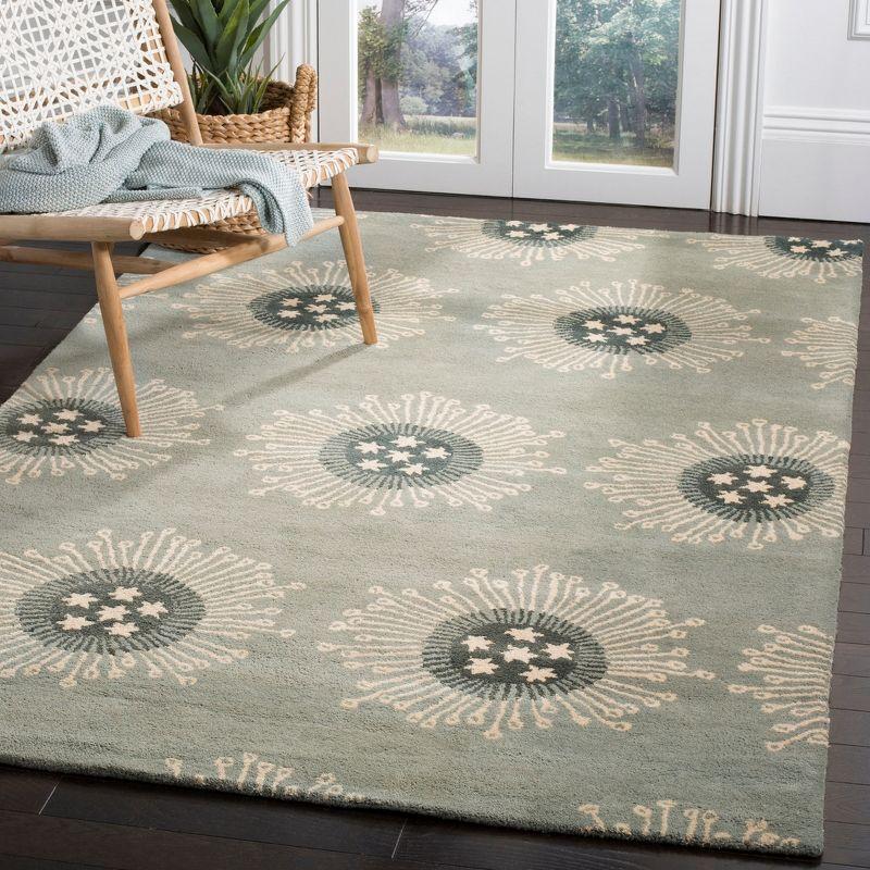 Light Blue Hand-Tufted Wool and Viscose Area Rug