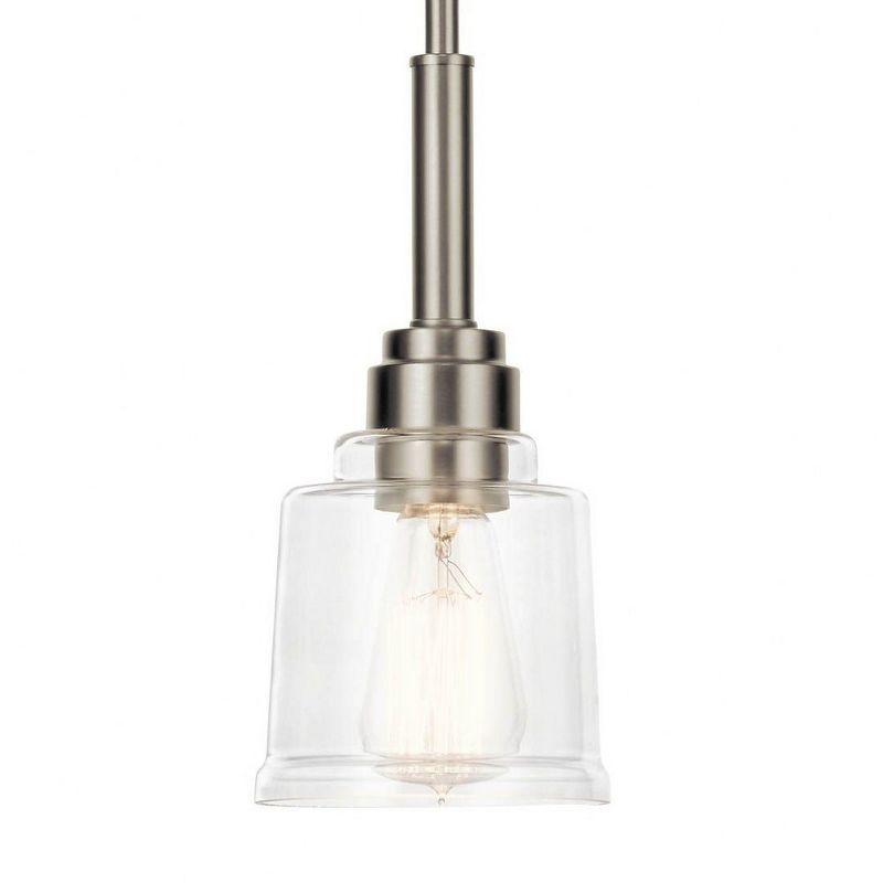 Transitional Farmhouse Mini Pendant in Textured Nickel with Clear Glass