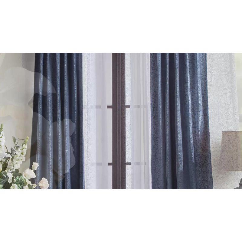 Martha Stewart Naples Chenille Solid Semi-Sheer Rod Pocket Curtain Panels (Set of 2)