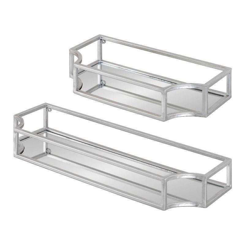 Elegant Ciel Silver Metal Geometric Wall Shelf Set