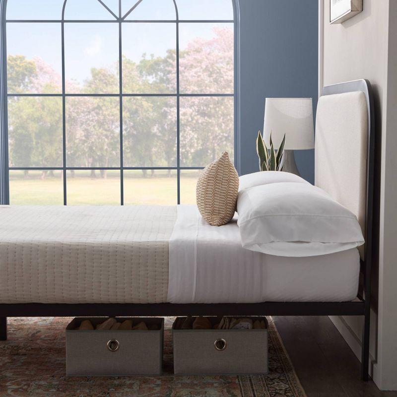 Brookside Metal Bed Frame with Rounded Upholstered Headboard