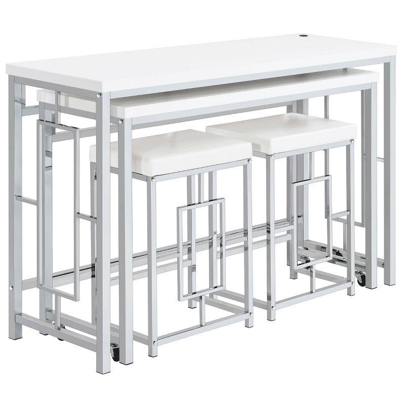 Modern Chrome and White 4-Piece Counter Height Dining Set