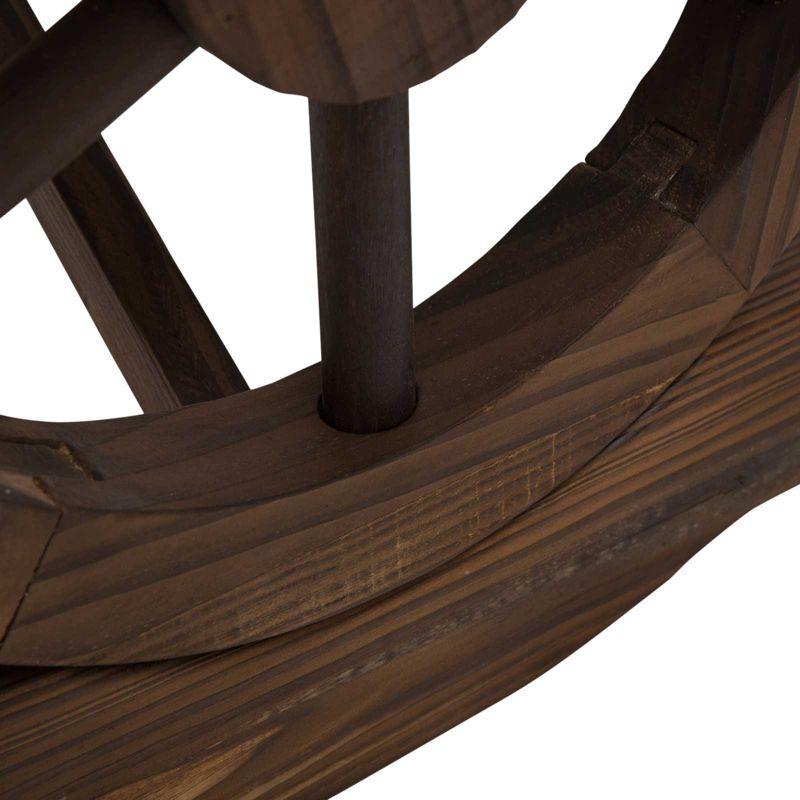 Outsunny 2-Person Wooden Garden Bench, Outdoor Wagon Wheel Porch Bench for Backyard Garden, Support 550 LBS, Rustic Country Style, Brown