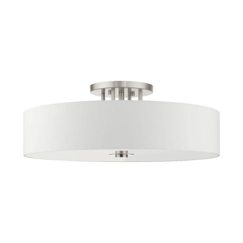 Brushed Nickel 30" Drum Shade Semi Flush Mount Light