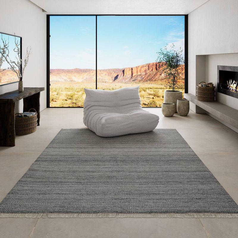 Momeni 8'x10' Cove Solid Performance Handwoven Indoor/Outdoor Area Rug Silver: Abstract Rectangle, Low Pile, Recycled PET
