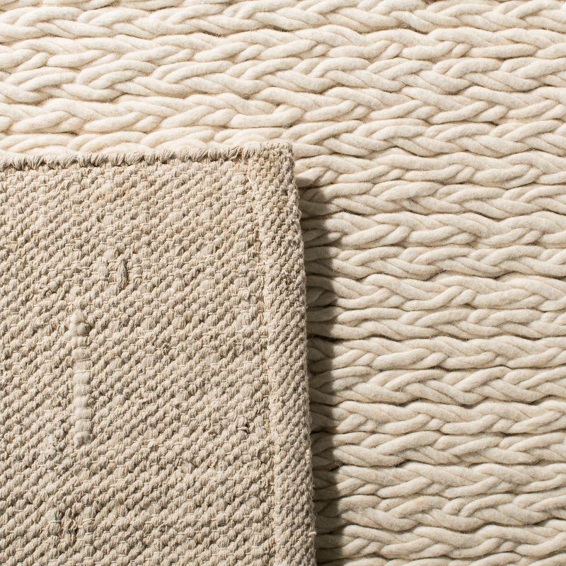 Handmade Ivory Braided Wool 6' Square Area Rug