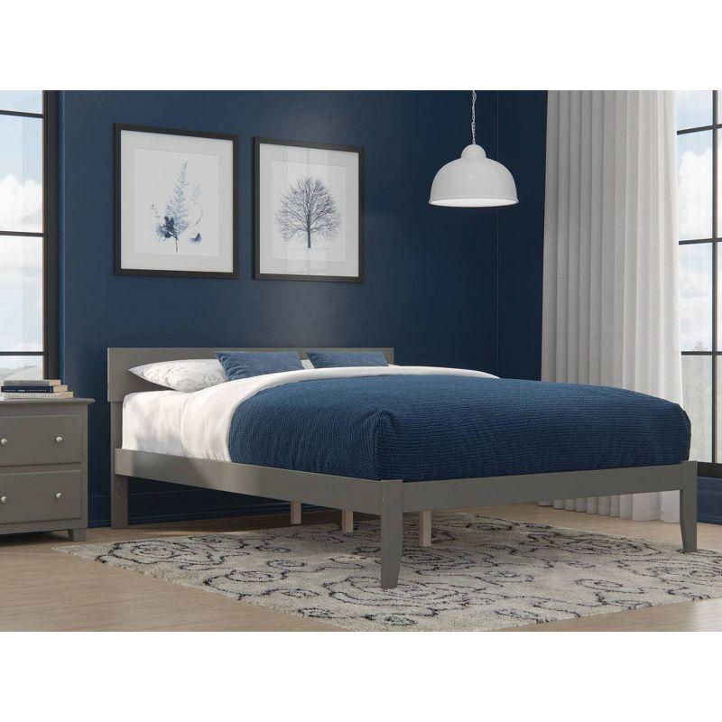 Boston Modern Queen Platform Bed with Panel Headboard in Grey