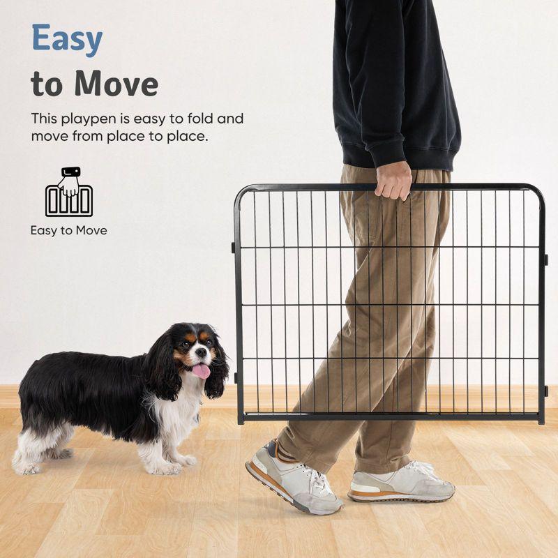 8 Panel Heavy Duty Dog Exercise Pen | FIRNEWST | Black