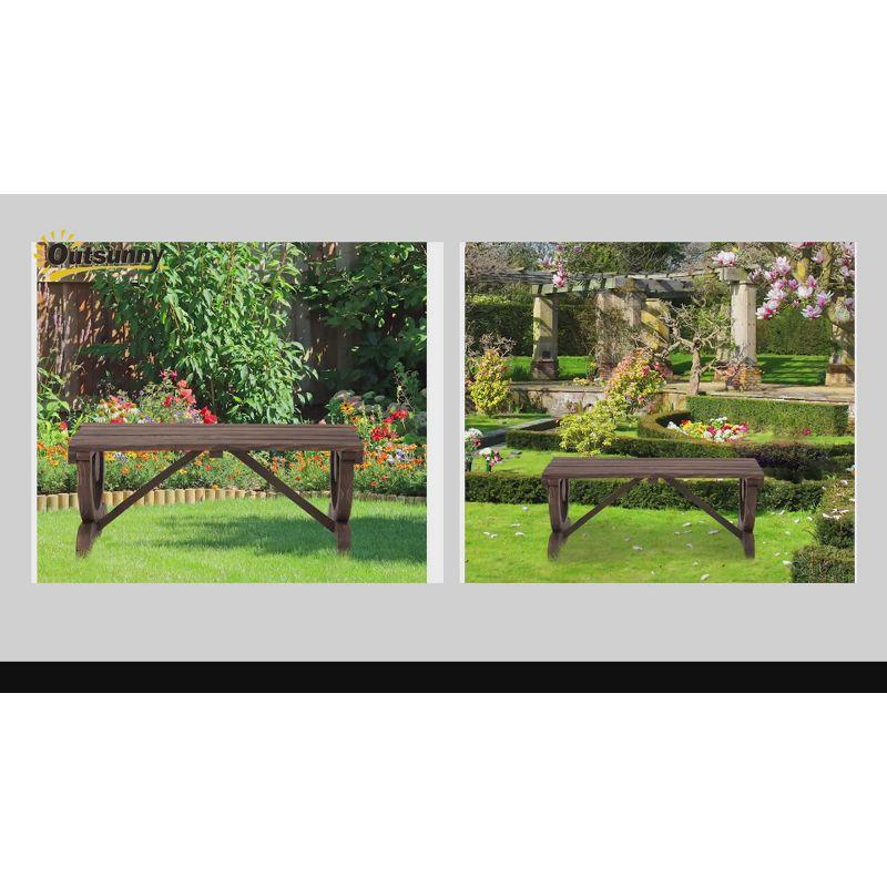 Outsunny 2-Person Wooden Garden Bench, Outdoor Wagon Wheel Porch Bench for Backyard Garden, Support 550 LBS, Rustic Country Style, White