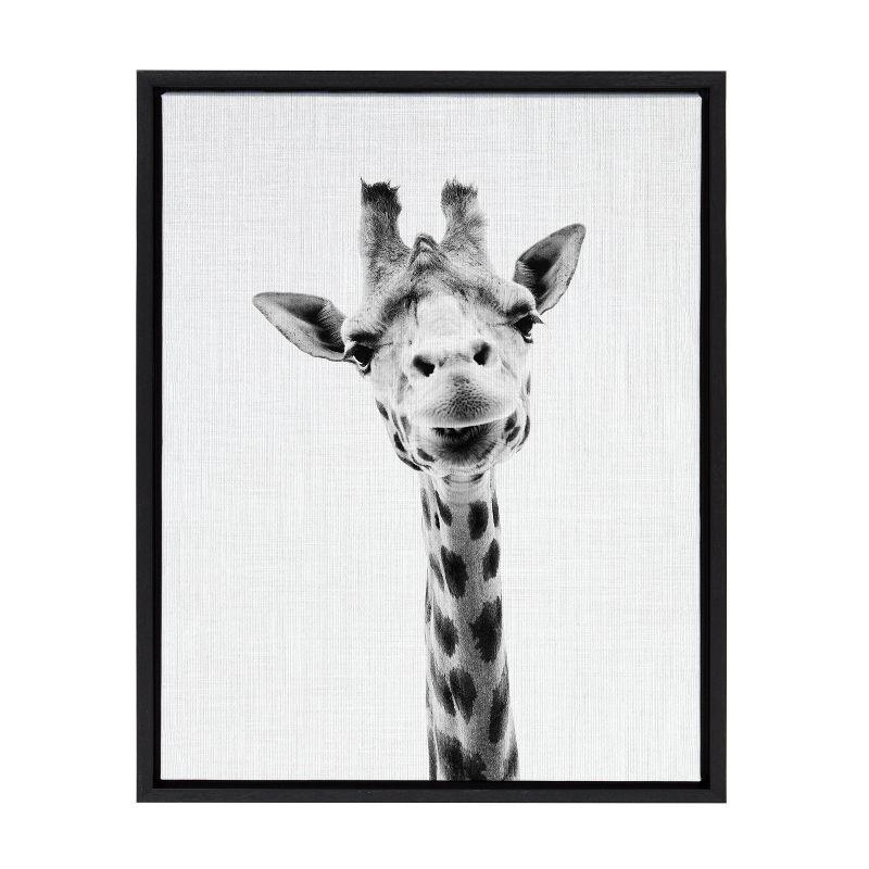 Black and White Giraffe Portrait Canvas Wall Art