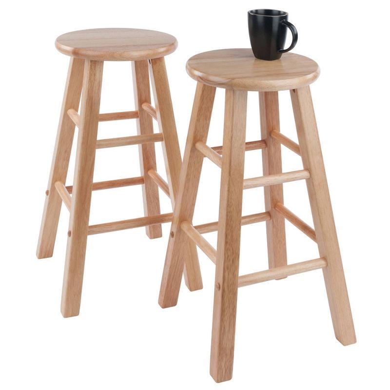 Transitional Natural Wood Backless Counter Stool, 24"H Beige