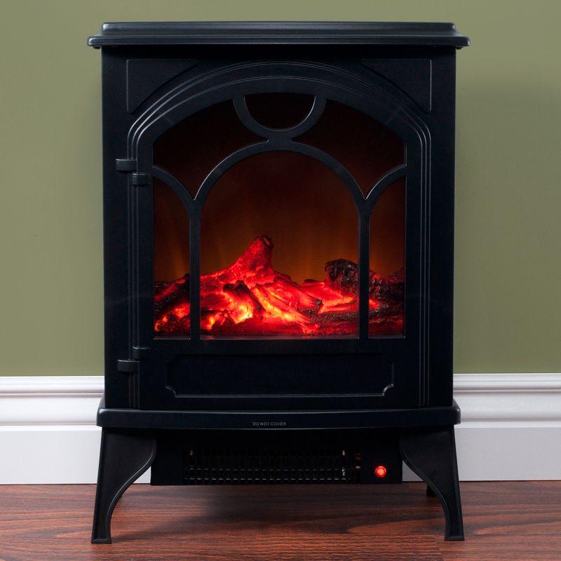 Classic Black Electric Freestanding Wood Stove Heater with Thermostat