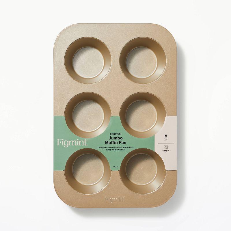 6ct Nonstick Aluminized Steel Jumbo Muffin Pan Gold - Figmint™