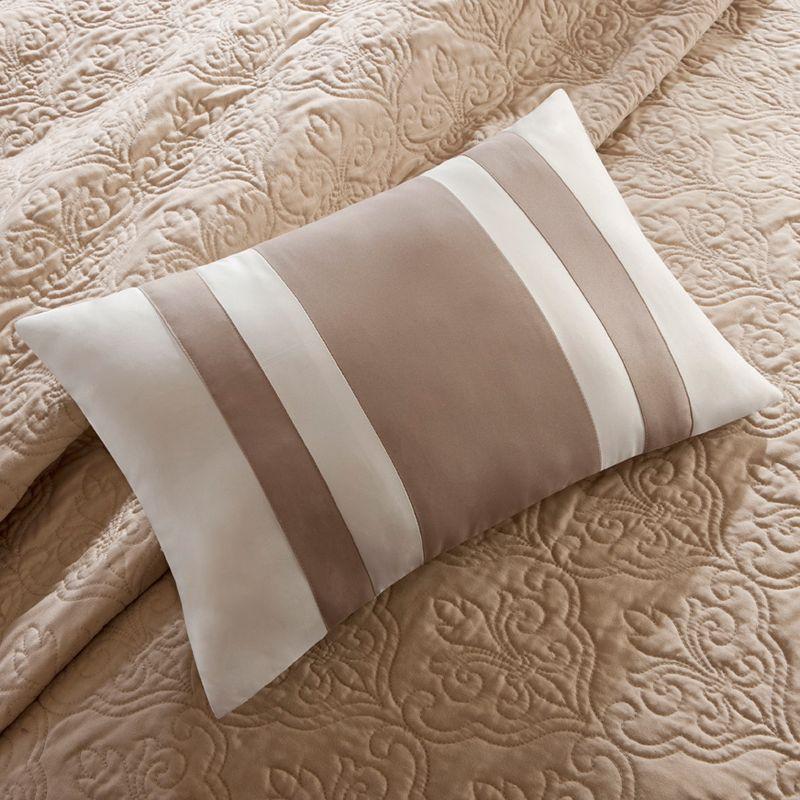 Brown and Beige Reversible Microfiber Coverlet Set with Shams