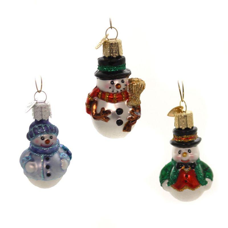 Mini Snowman Glass Christmas Ornament Set of 6