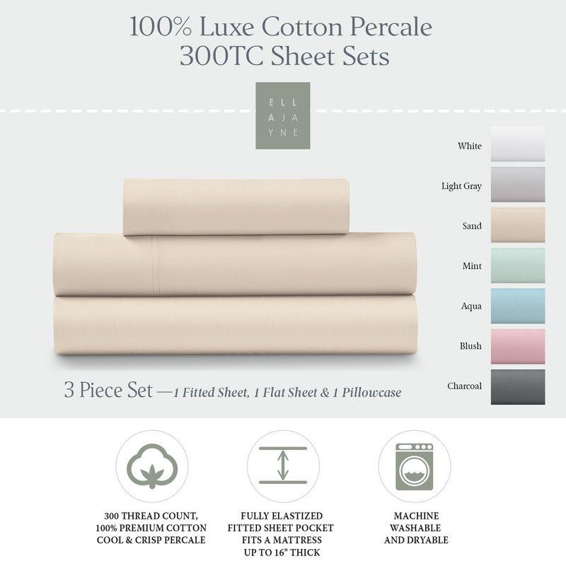 Sand Twin Cotton Percale Deep Pocket Sheet Set