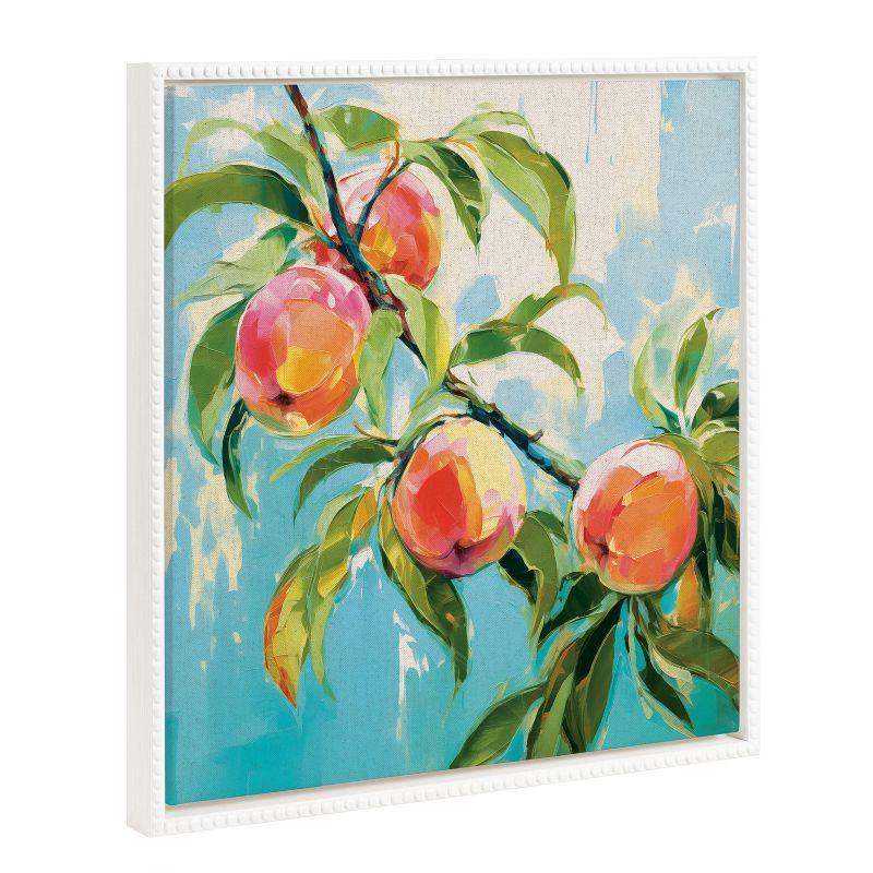 Sylvie 22"x22" White Framed Peach Tree Canvas Art