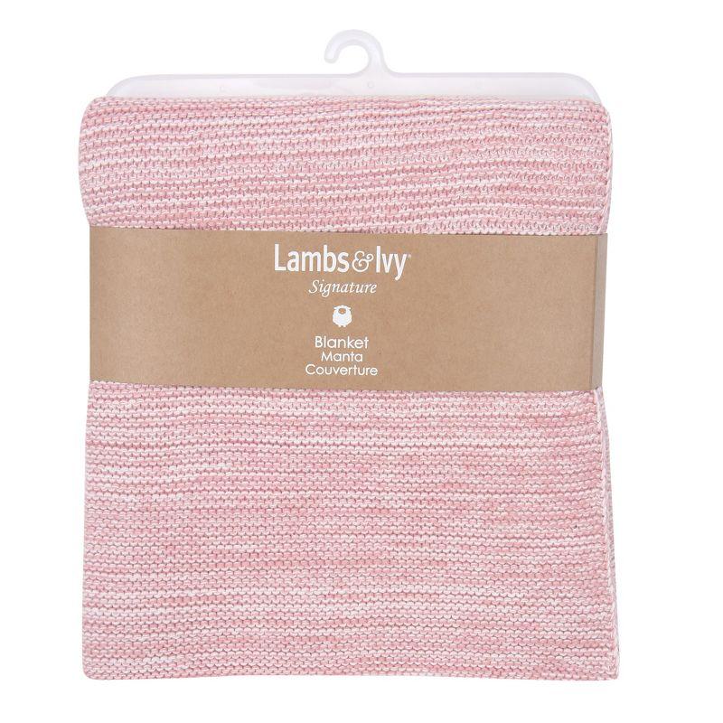 Soft Marl Knit Pink and White 100% Cotton Baby Blanket