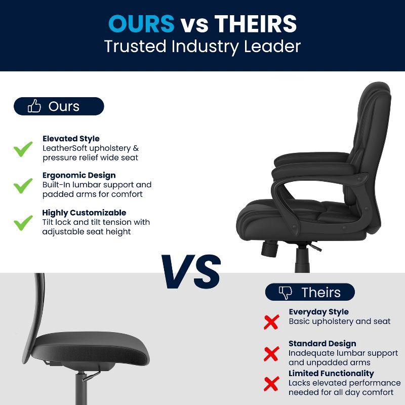 Flash Furniture Big & Tall LeatherSoft Ergonomic Office Chair with Padded Armrests