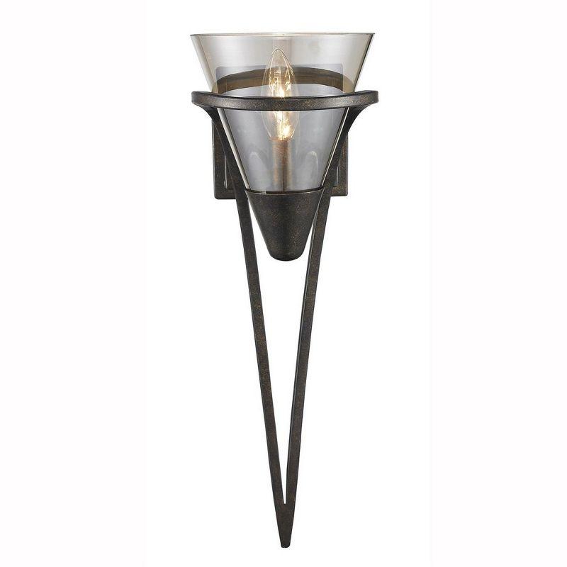 Golden Lighting Olympia 1-Light Wall Sconce in Burnt Sienna with Baltic Amber Glass