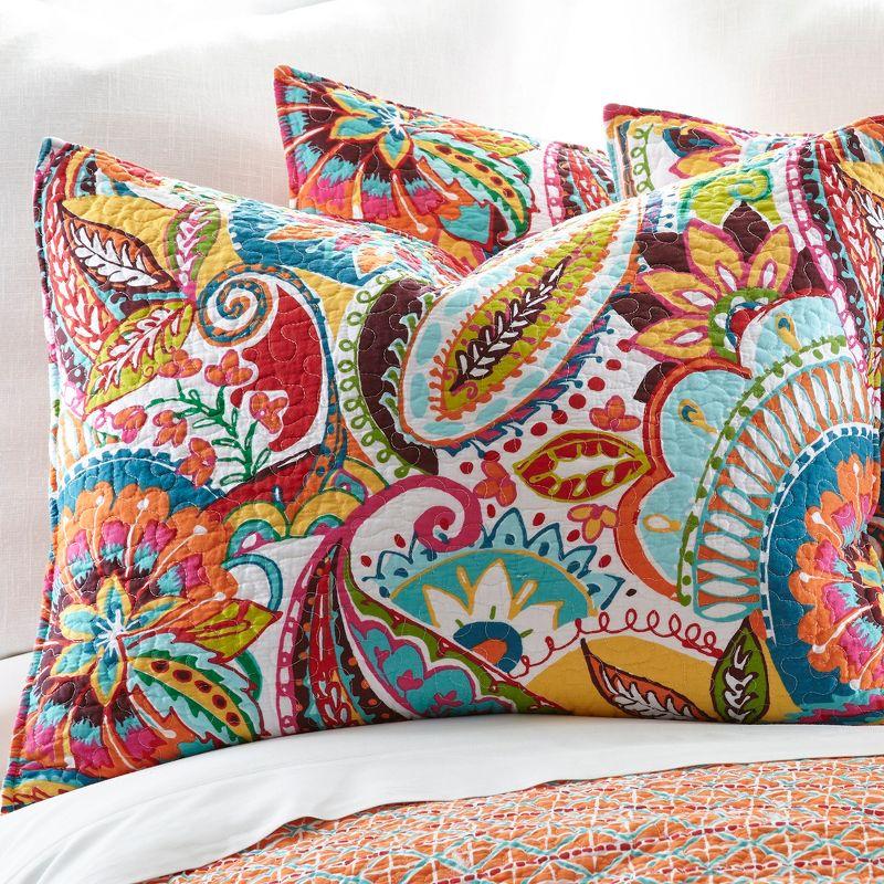 Bohemian Paisley Full/Queen Cotton Quilt Set in Red & Multicolor