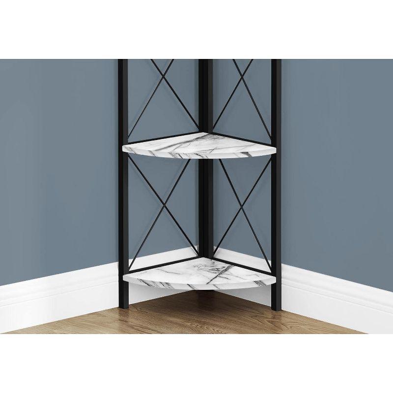 Bookshelf, Bookcase, Etagere, Corner, 4 Tier, 60"H, Office, Bedroom, Metal, Laminate