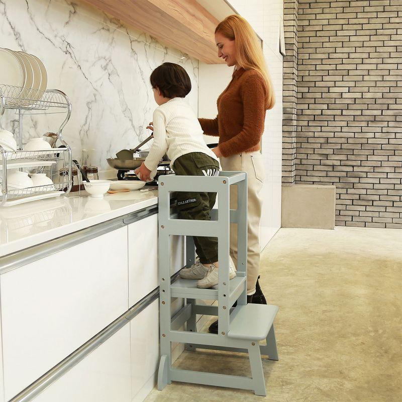 SDADI LT05N Mother's Helper Adjustable Height Kitchen Step Stool, Children Kids Toddlers Counter Level Learning Stool for Kitchen & Bathroom