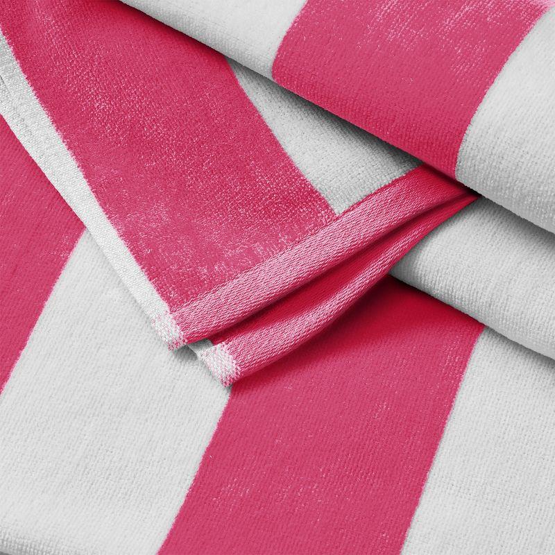 100% Cotton Cabana 4 Pack Beach Towels - Great Bay Home (30" x 60", Bright Pink)