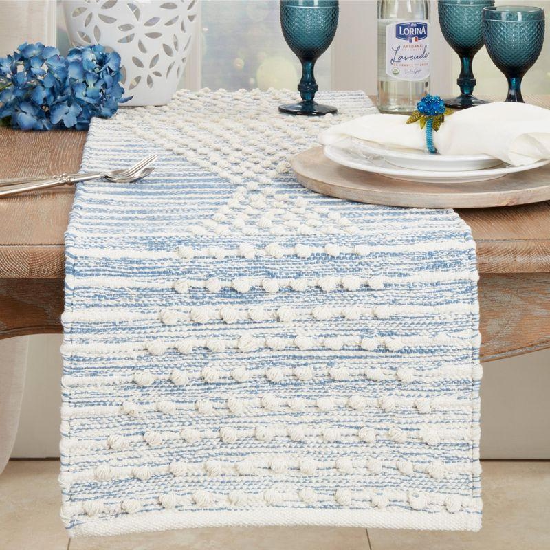 Blue and White Cotton Bohemian Table Runner