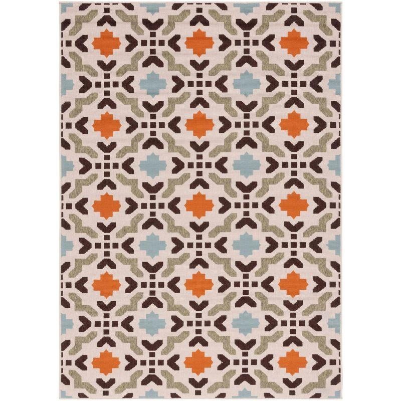 Veranda VER080 Power Loomed Indoor/Outdoor Area Rug - Cream/Terracotta - 5'3"x7'7" - Safavieh.