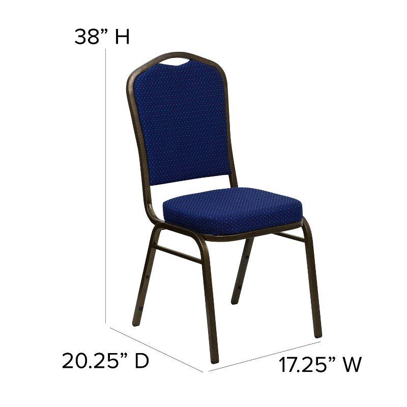 Navy Blue Patterned Fabric Stacking Banquet Chair with Gold Frame