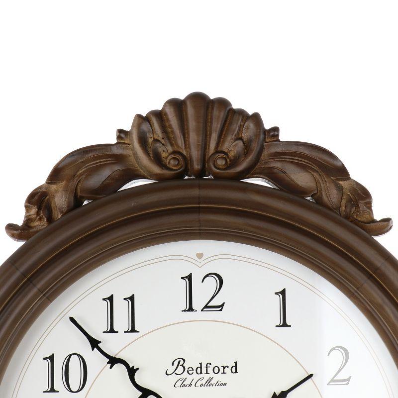 Bedford Clock Collection Chestnut Chiming Pendulum Wall Clock