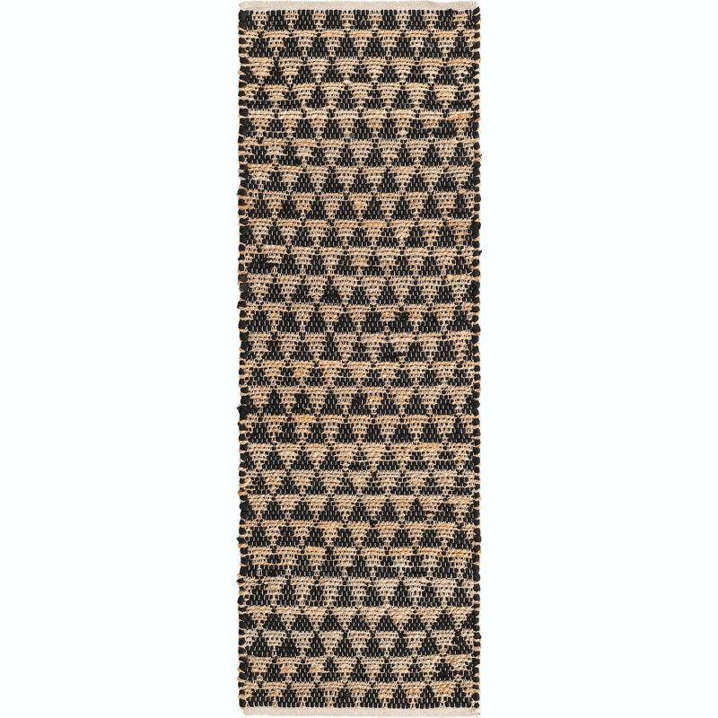 Handmade Black and Natural Geometric Jute Runner