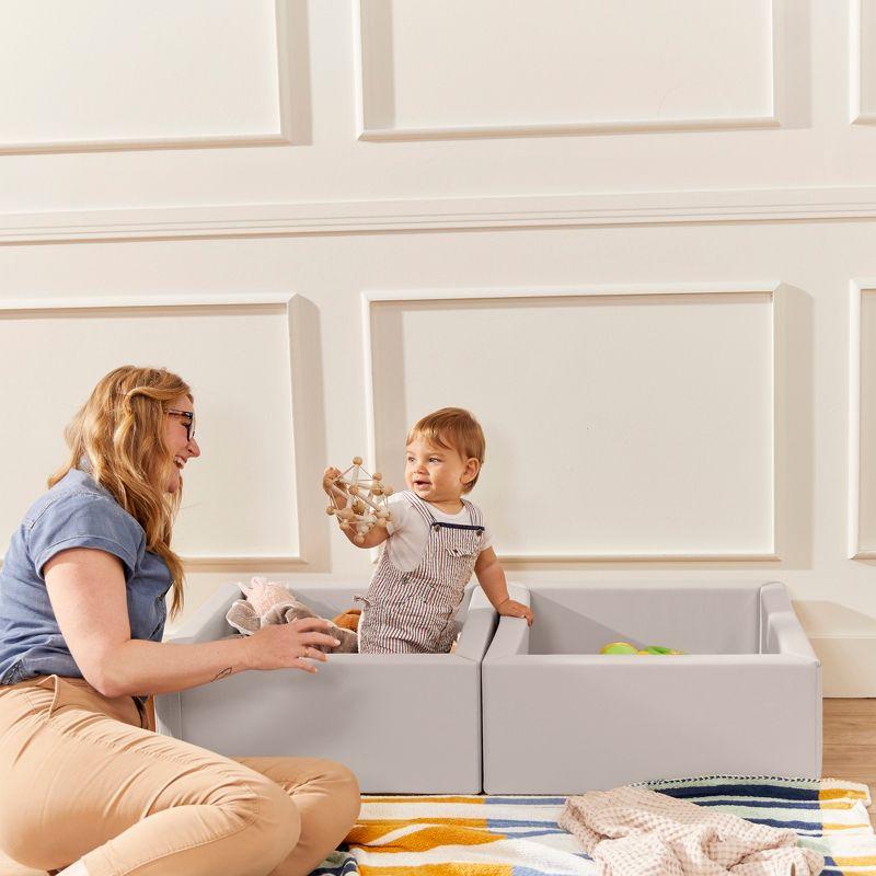 Light Grey Vegan Leather Toddler Toy Storage Bins, 2-Pack