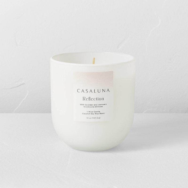 Reflection Core Frosted Glass Wellness Jar Candle 12oz - Casaluna™: Soy & Coconut Wax, Lavender Aroma